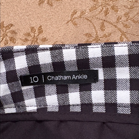 NWT TALBOTS CHATHAM COTTON BI-STRETCH SLIM ANKLE PANTS - BLACK/WHITE CHECK, 10 - Picture 6 of 10